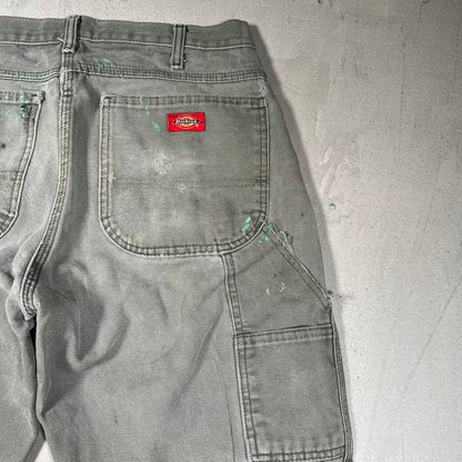 Y2K Dickies Green Workwear Patched Pants Size 32x32 USED v19553