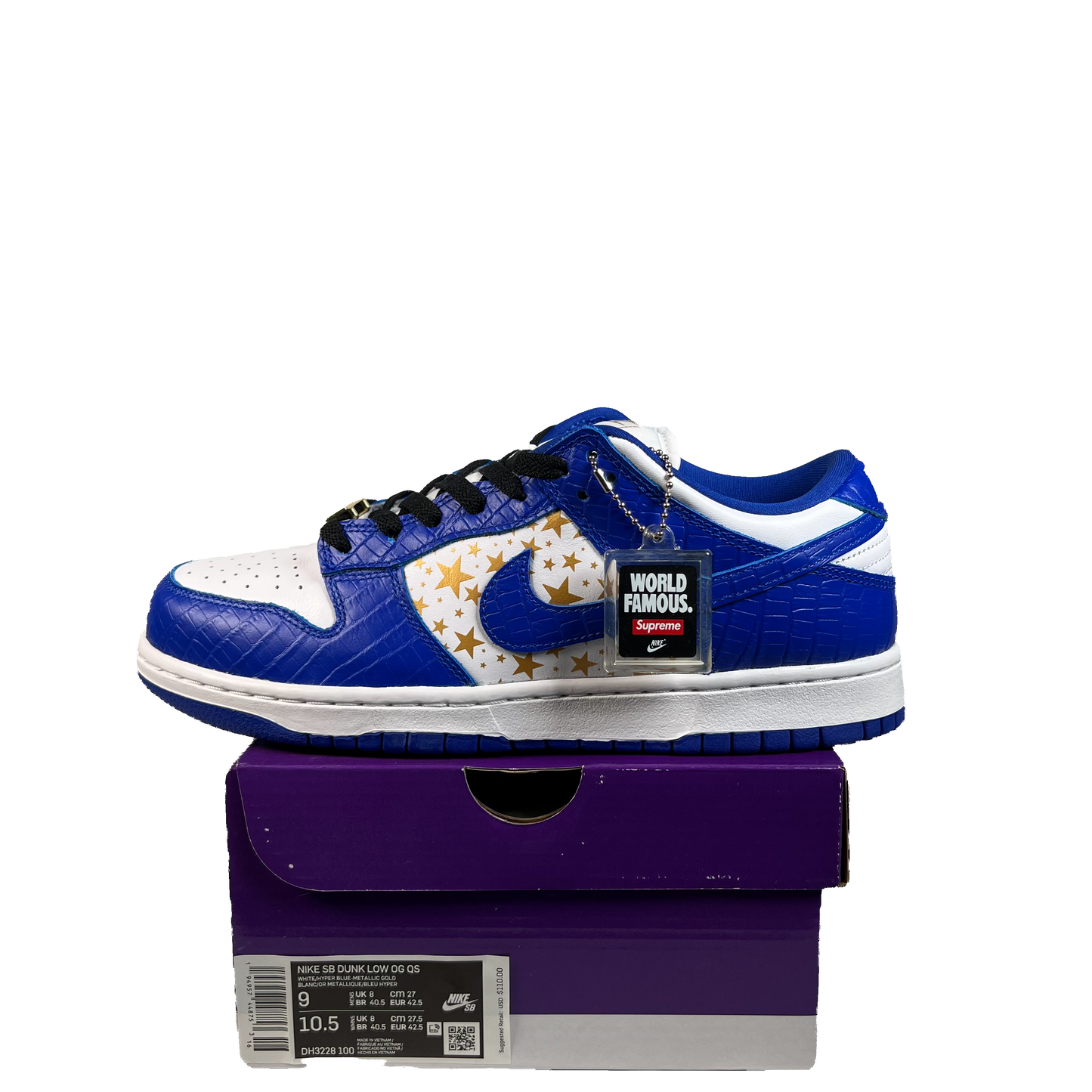 Nike SB Dunk Low Supreme Stars Hyper Royal (2021) Size 9 NEW s22382