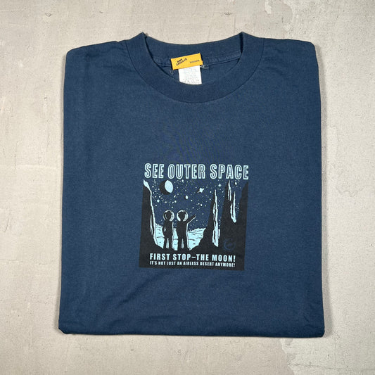 1999 Futurama Pilot Episode "See Outer Space" Navy Tee Size XL USED v19108