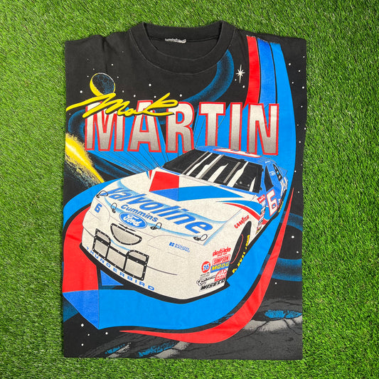 1996 Mark Martin Valoline Black Racing Nascar Tee Size XL USED v17809