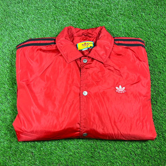 Adidas x Gucci Red Coaches Jacket Size 54 (XL) USED x14690