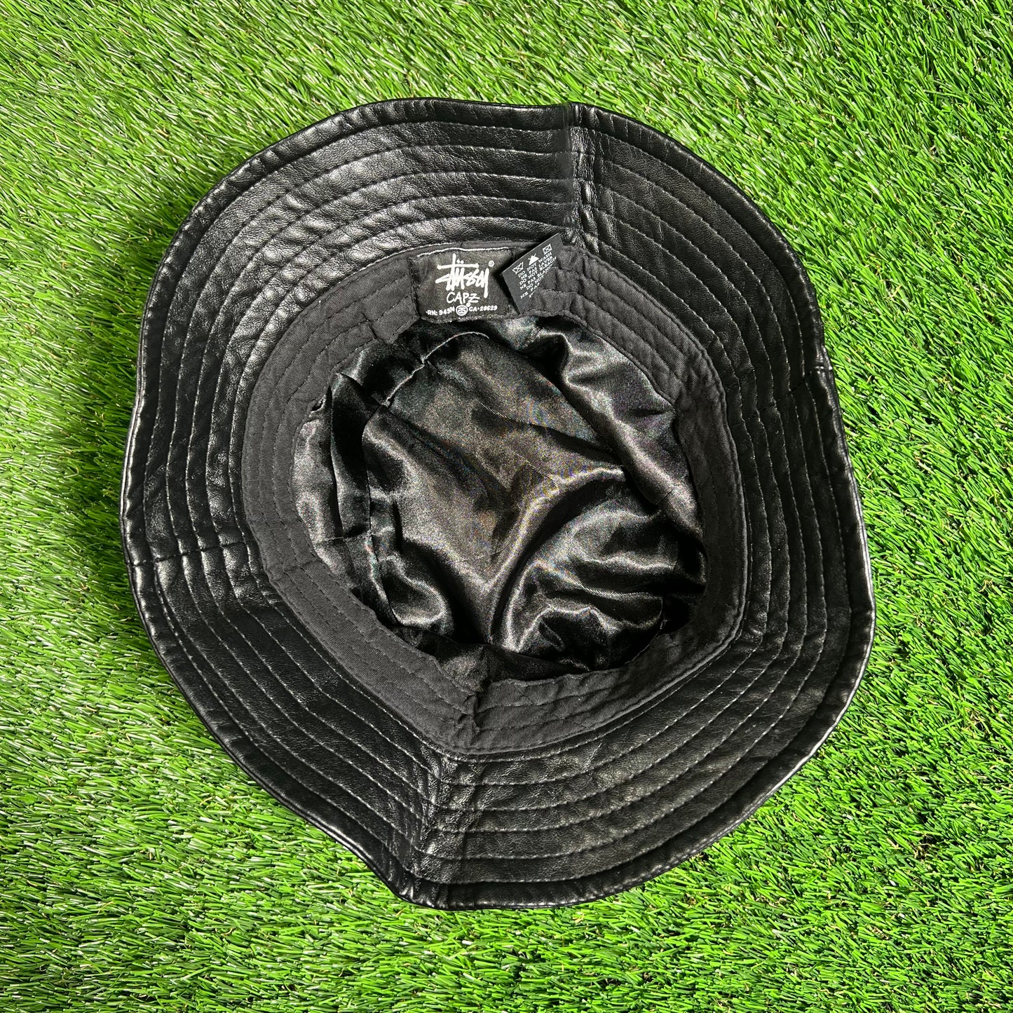 Stussy Black Leather Bucket Hat NEW x15907