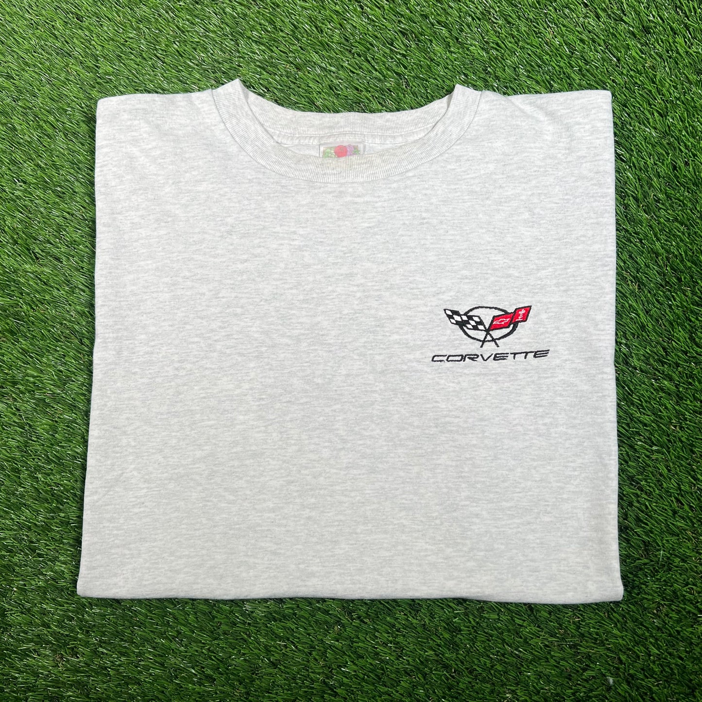 Y2K Corvette Logo Grey Tee Size XXL USED v17639