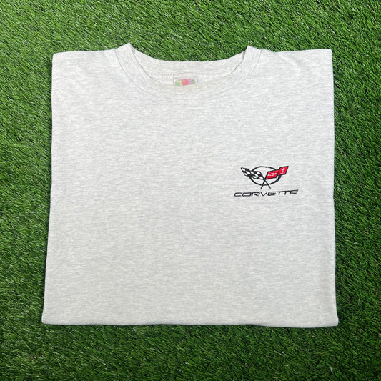 Y2K Corvette Logo Grey Tee Size XXL USED v17639
