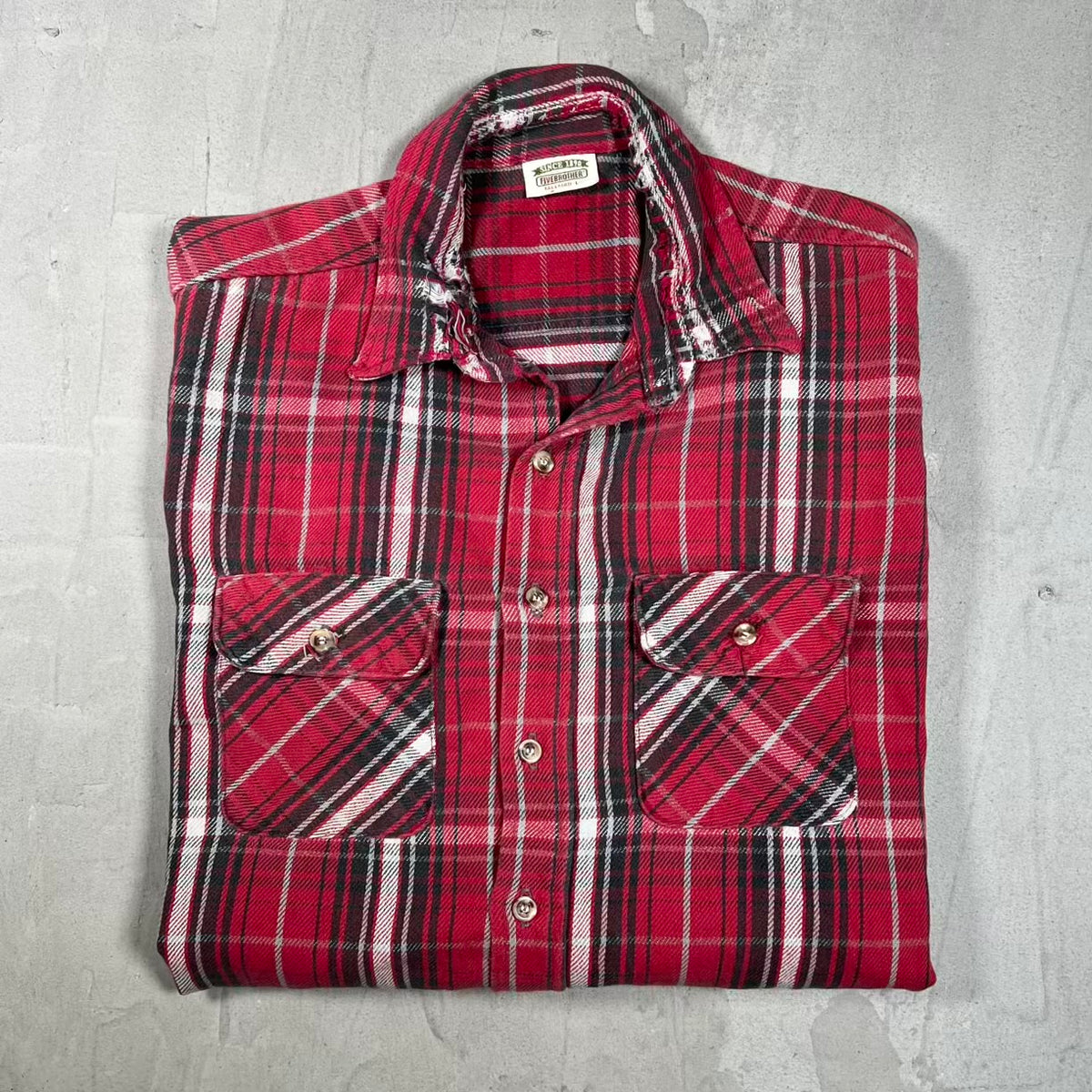 1990s Five Broithers Red Flannel Size Large USED v20420