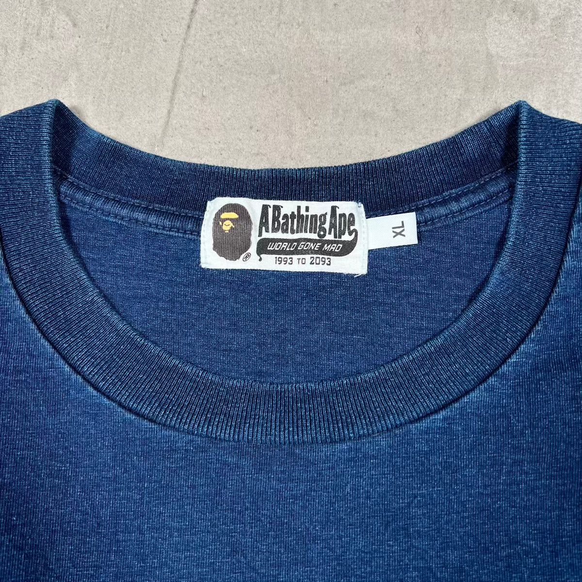 Bape Shark Face Washed Blue Tee Size XL USED x18751