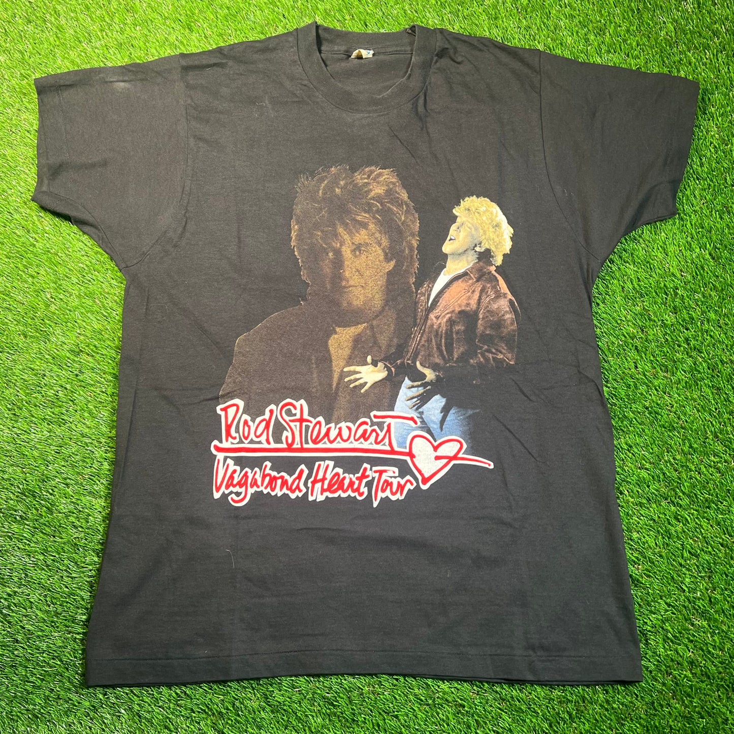 1991 Rod Stewart "Vagabond Heart Tour" Black Tee Size XL USED v18829