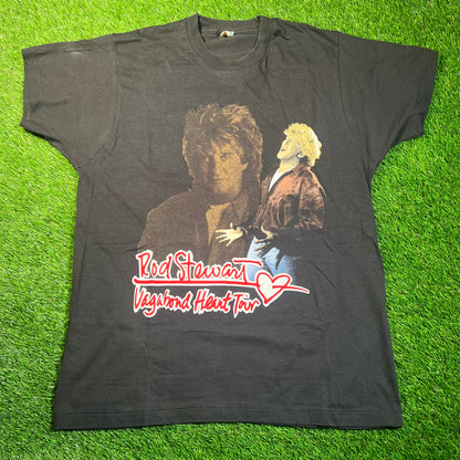 1991 Rod Stewart "Vagabond Heart Tour" Black Tee Size XL USED v18829