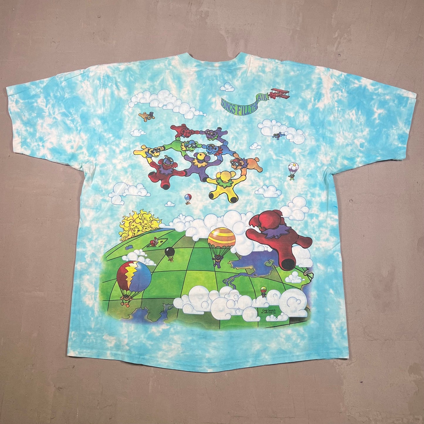 Grateful Dead Parachuting Sky Diving 1993 Blue Sky Tee Size XL USED v11471