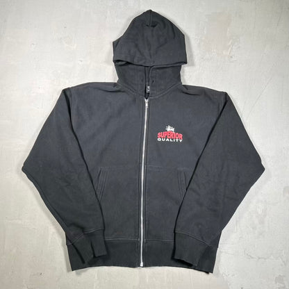 Stussy "Superior Quality" Black Zip Up Hoodie Size Small USED x18898