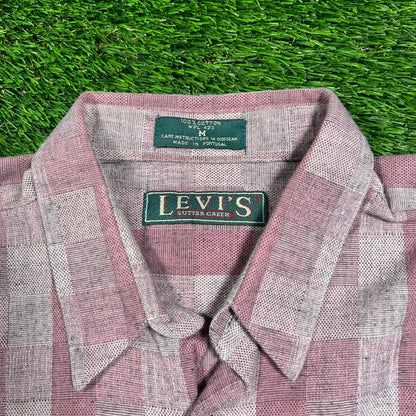 1980s Levis Sutter Creeked Pink Flannel Size Medium USED v18281