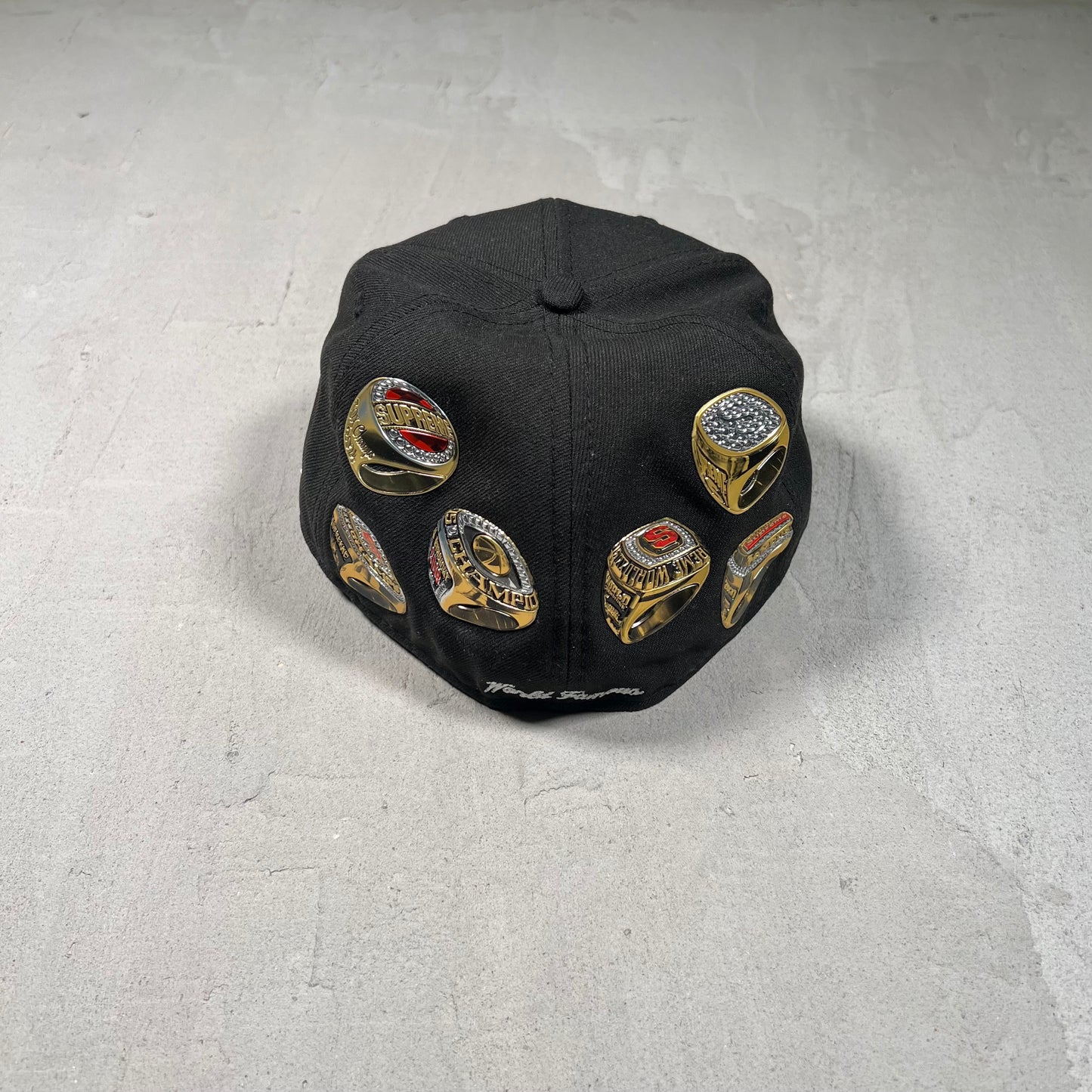 Supreme New Era Box Logo Rings Black Fitted Hat USED x17481