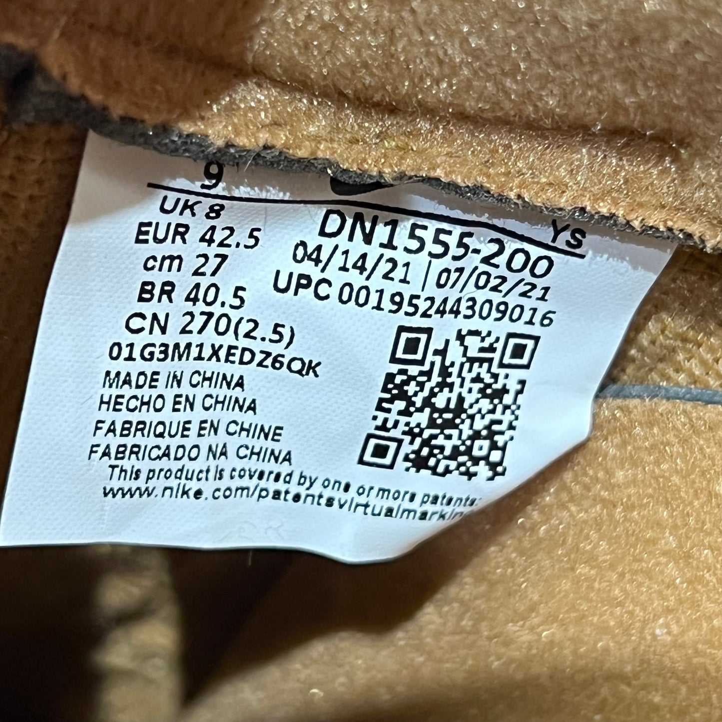 Supreme Nike Air Force 1 Wheat (2021) Size 9 NEW s20860