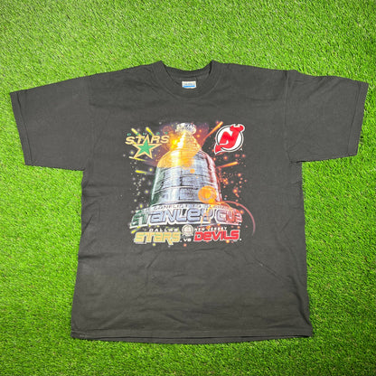 2000 Devils Stars Stanley Cup Champs Black Tee Size XL USED v17512