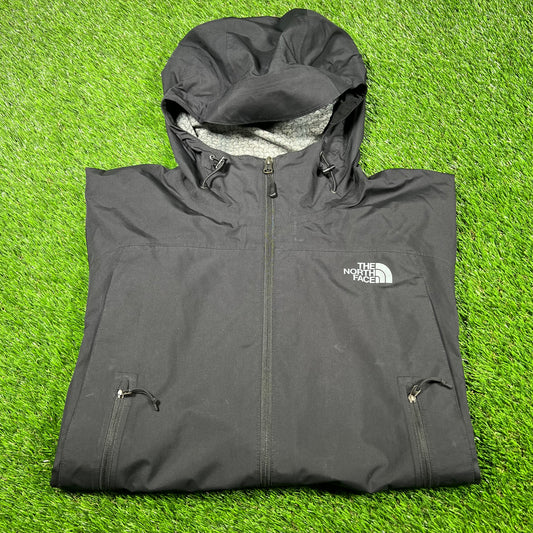 North Face Nylon Black Rain Jacket Size Medium USED v16884