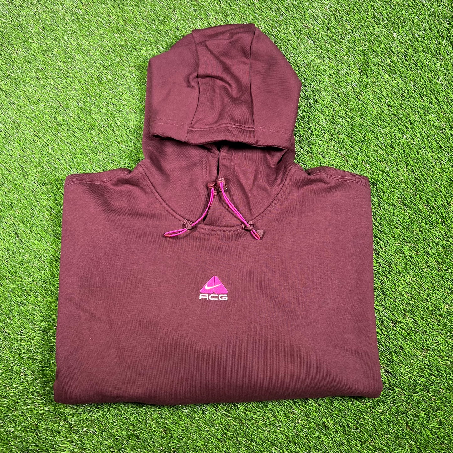 Nike ACG Center Logo Zip Pocket Maroon Hoodie Size Large NEW v17460