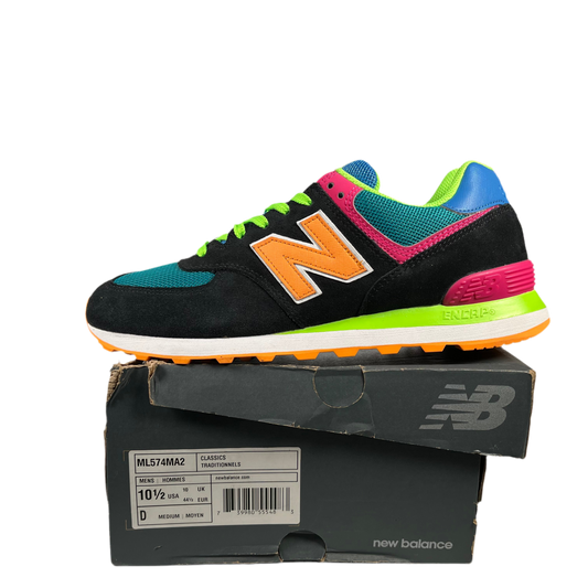 New Balance 574 Black Energy Lime (2020) Size 10.5 NEW s18756