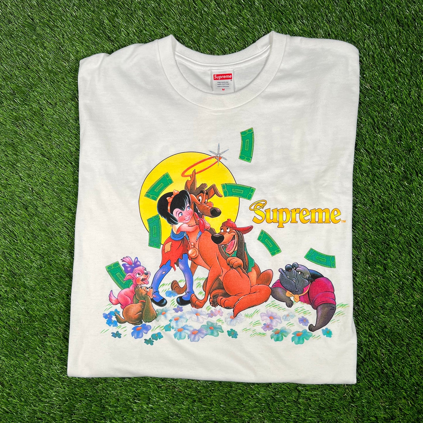 Supreme "All Dogs Go To Heaven" White Tee Size Medium NEW x15294