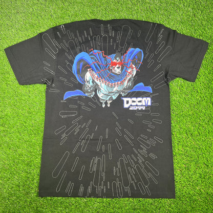Mask and Disguise M.A.D. Marvel "Doom 2099" AOP Black Tee Size Large USED v17080