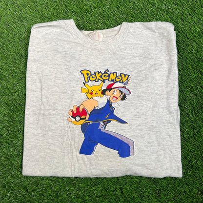 Y2K Pokemon Ash Grey Longsleeve Size Small USED v17938