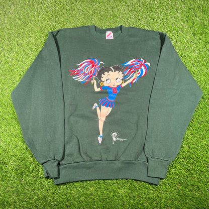 1990s Betty Boop Green Cheerleader Crewneck Size Medium USED v17878