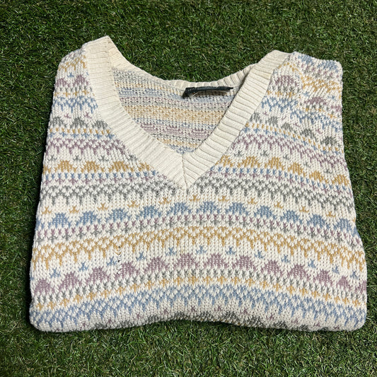 1990s Princeton V Neck Knit Sweater Size Medium USED v15962