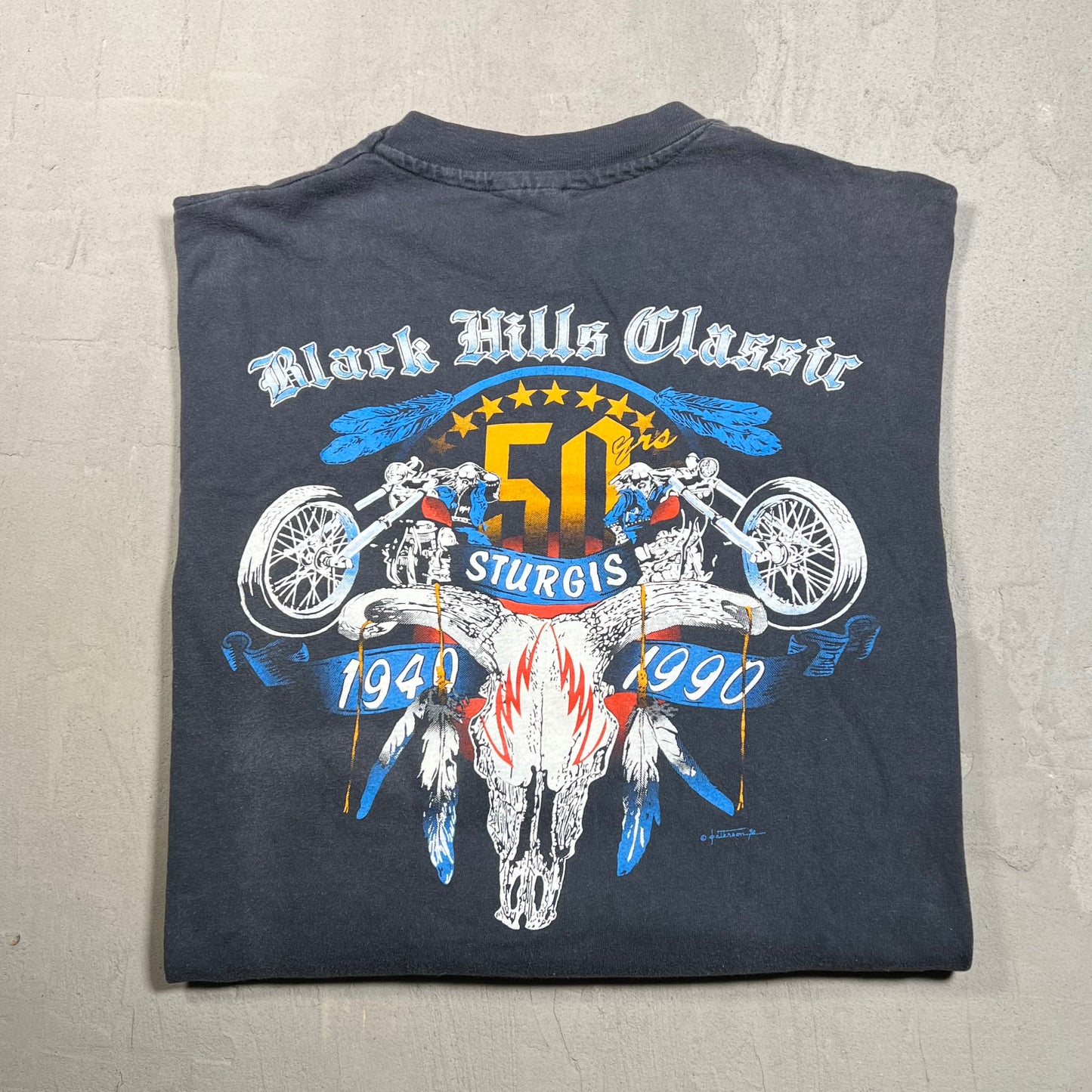 1990 Sturgis Black Hills Rally 50th Anniversary Longsleeve Size XL USED v19476