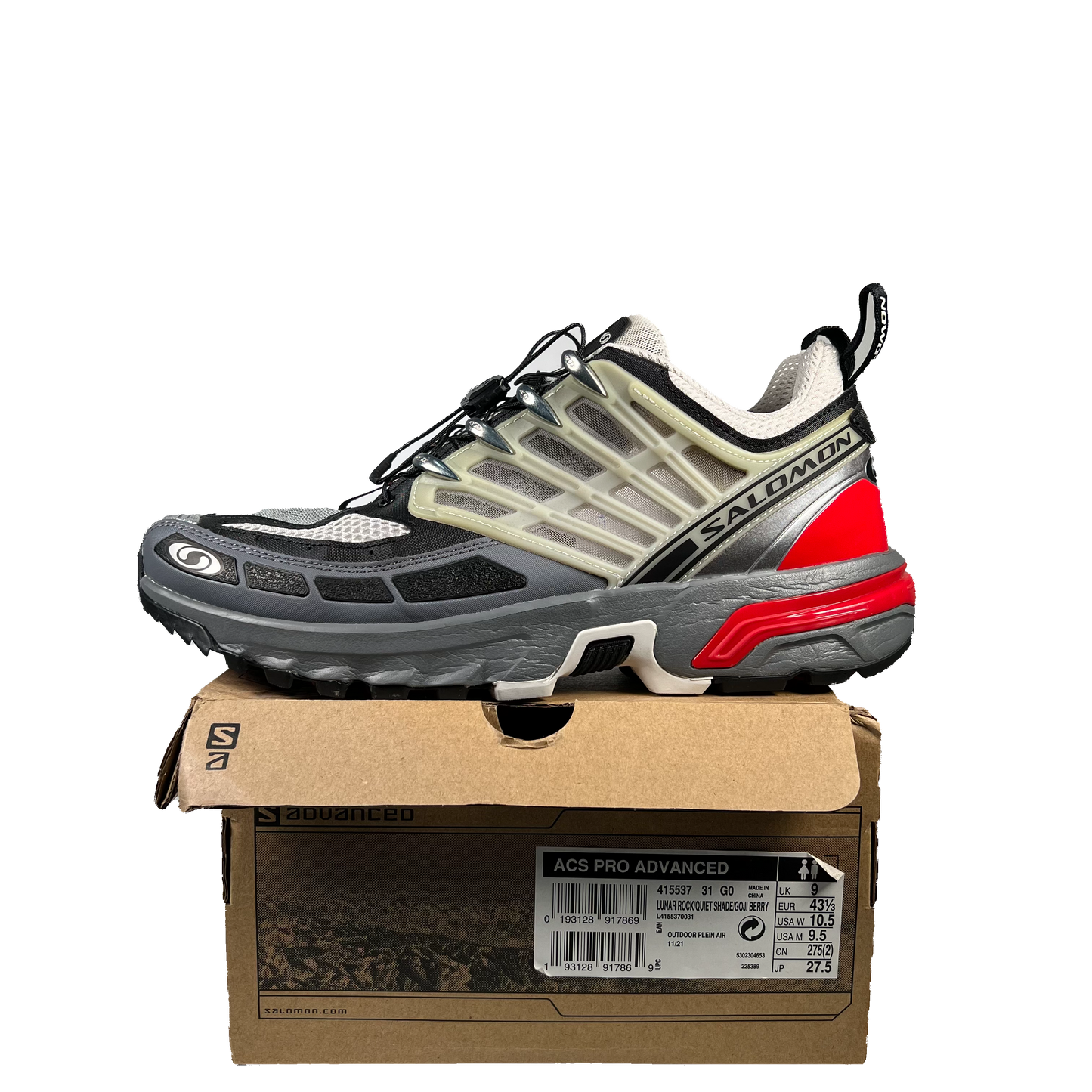 Salomon ACS Pro Advanced Lunar Rock Goji (2022) Size 9.5 USED S19786