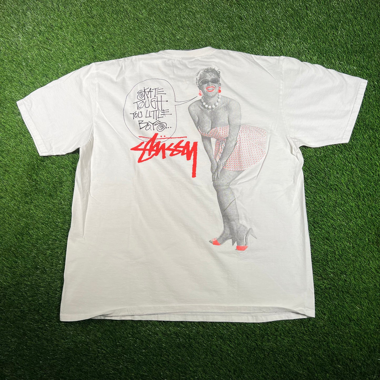 Stussy White Skate Tough You Little Boys Tee Size XL USED x15851