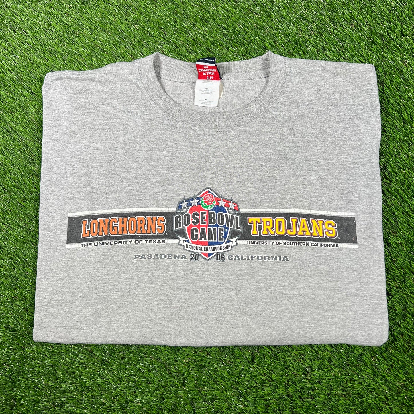 2006 Texas vs. USC Rose Bowl Grey Longsleeve Size XL USED v16999