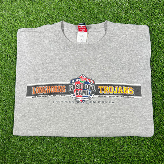 2006 Texas vs. USC Rose Bowl Grey Longsleeve Size XL USED v16999