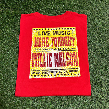2005 Willie Nelson Honky Tonk Red Tee Size Large USED v16384