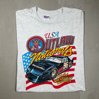 1990's Outlaw Nationals Grey Tee Size XL USED v14657