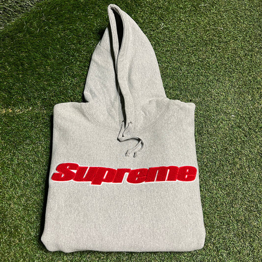 Supreme Chenille Grey Hoodie (2019) Size Large NEW x14165