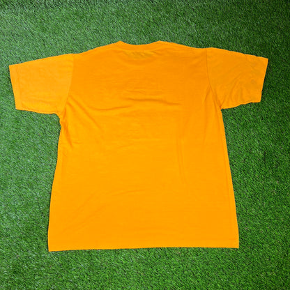 1980s Nike Oak Hills Run Yellow Tee Size Large USED v16637