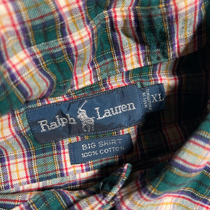 Y2K Polo Ralph Lauren Plaid "Big Shirt" Size XL USED v19414
