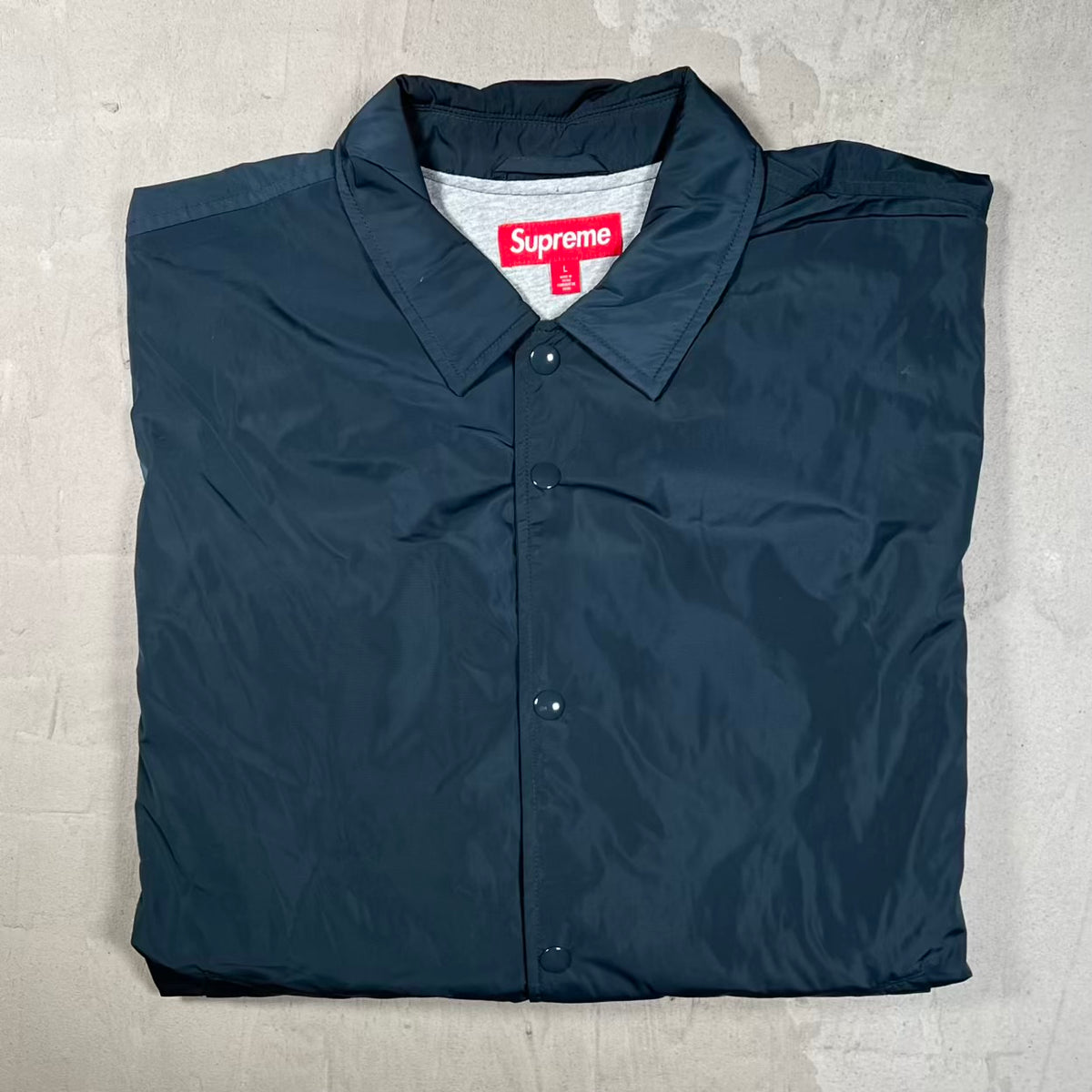Supreme Navy Blue Coaches Button Up Jacket (2026) Size Large USED x18846