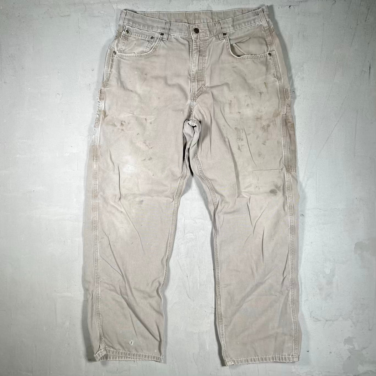 Y2K Carhartt Lightweight Beige Carpenter Pants Size 36 USED v20041