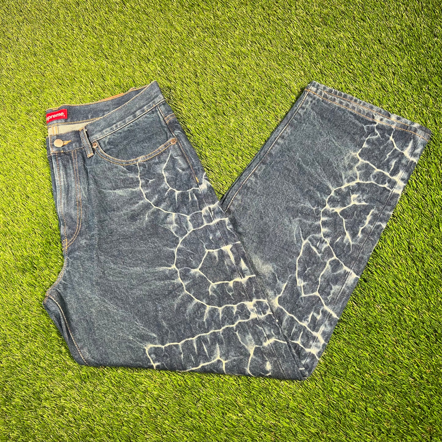 Supreme Shibori Loose Fit Jeans Rigid Indigo (2023) Size 32 USED x15285
