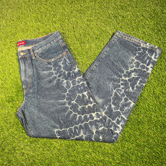 Supreme Shibori Loose Fit Jeans Rigid Indigo (2023) Size 32 USED x15285