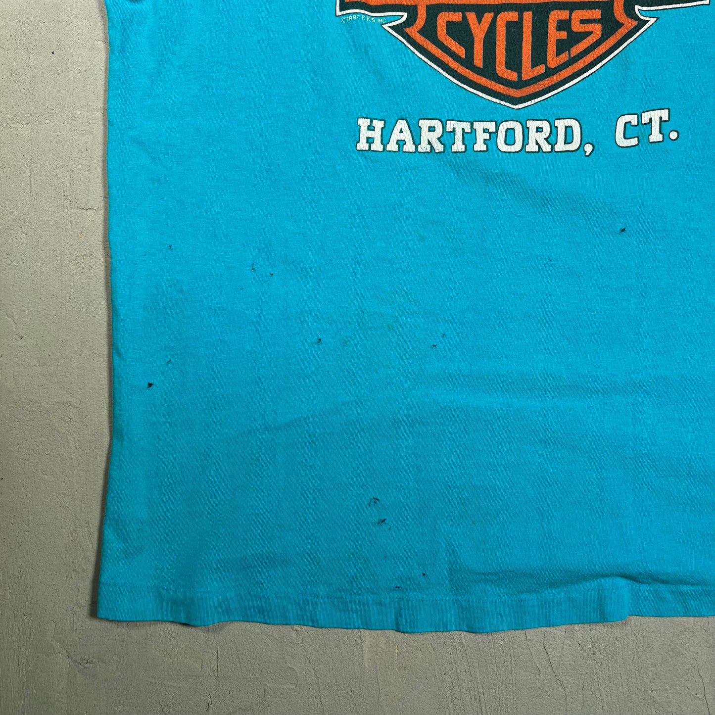 1990s Harley Davidson Blue Henley Tee Size XL USED v19434