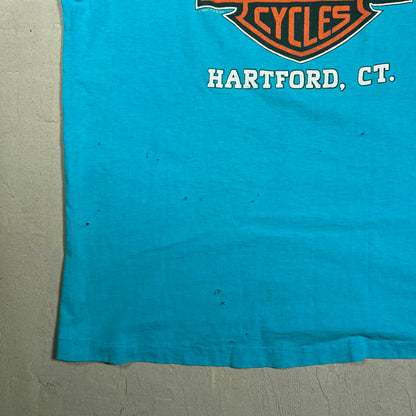 1990s Harley Davidson Blue Henley Tee Size XL USED v19434