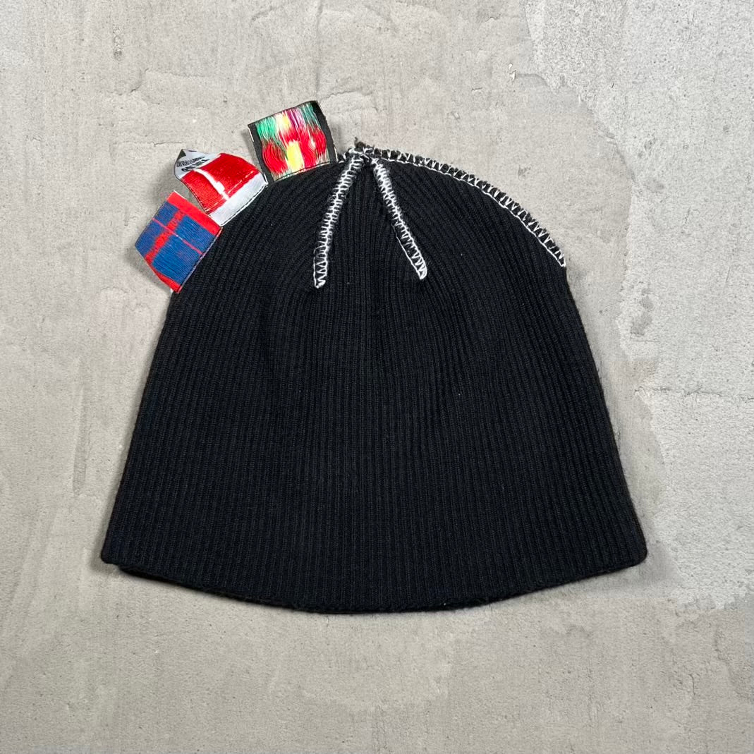 GreedyUnit Multi Tag Black Beanie USED x18947