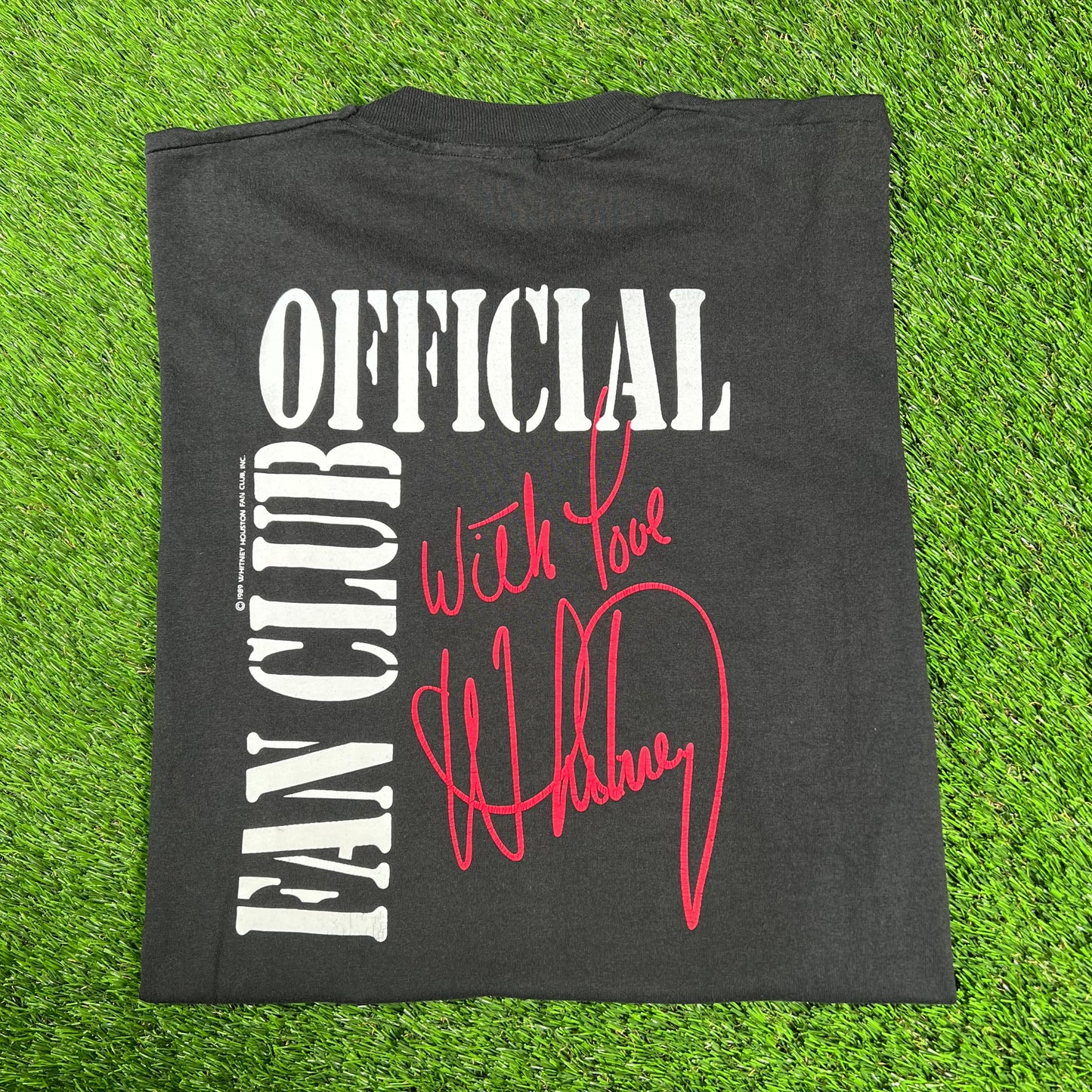 1989 Whitney Houston Offical Fan Club Black Tee Size XL USED v17136