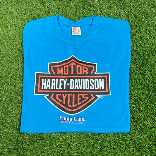 1991 Harley Davidson Punta Cana Blue Tee Size Small USED v17424