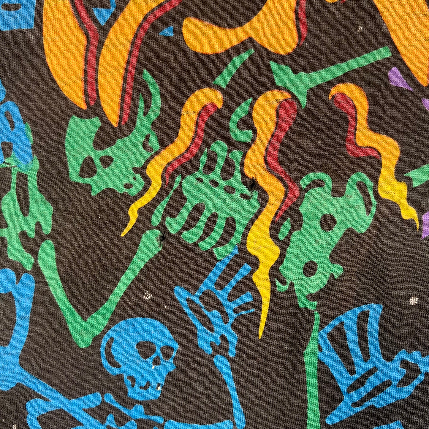 1992 Grateful Dead Skeletons with Top Hats Full Print Black Tee Size Large USED v2295