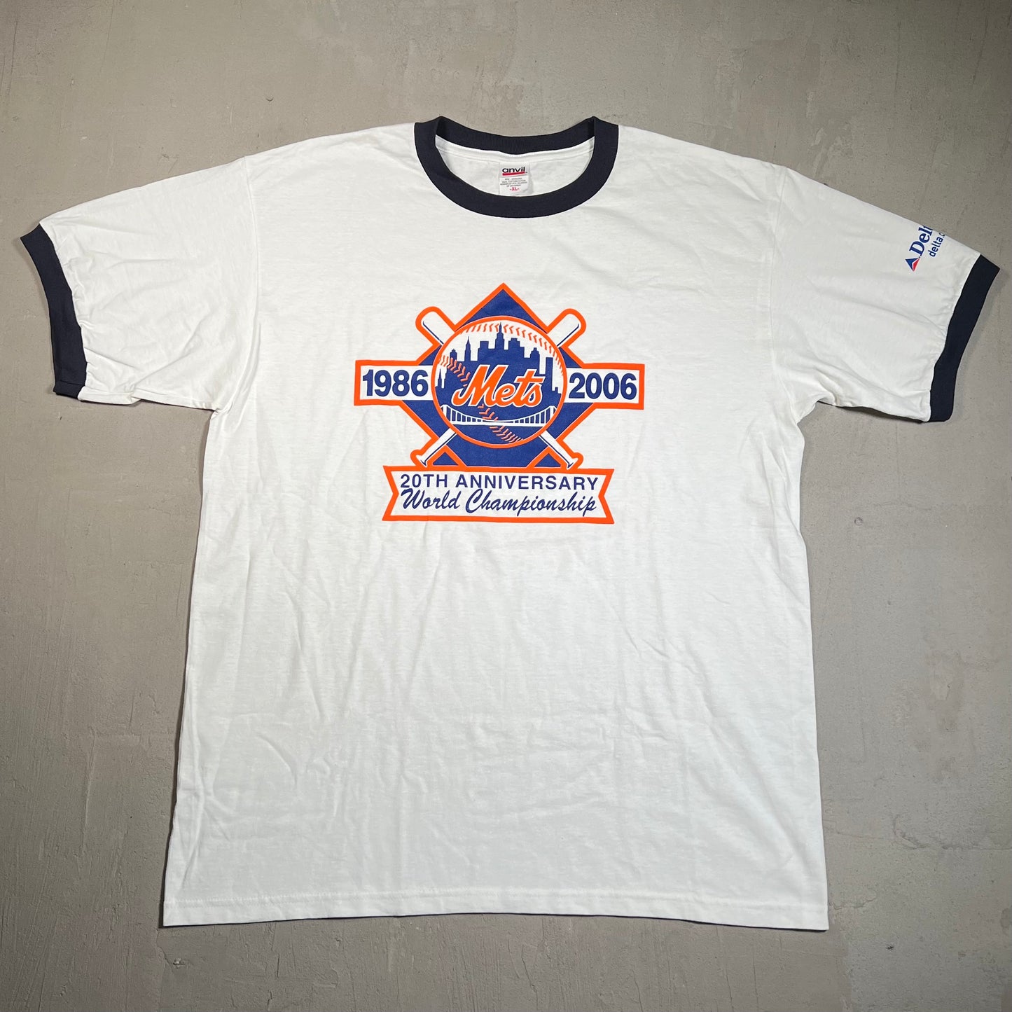 2006 Mets 20th Anniversary White Tee Size XL USED v19558