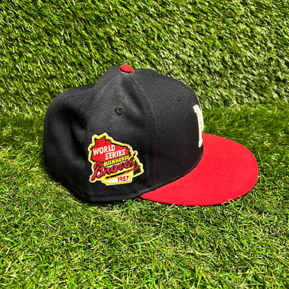 New Era Milwaukee Braves World Series Navy/Red Hat Size 7 1/2 USED v16011