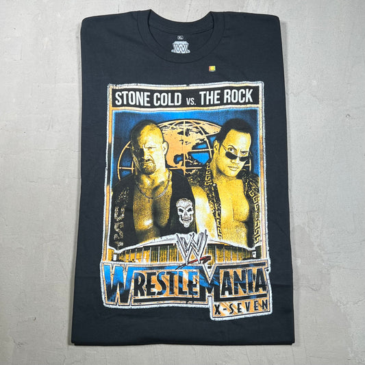 WWE Stone Cold The Rock Wrestle Mania Black Sleeveless Size XL NEW v19329