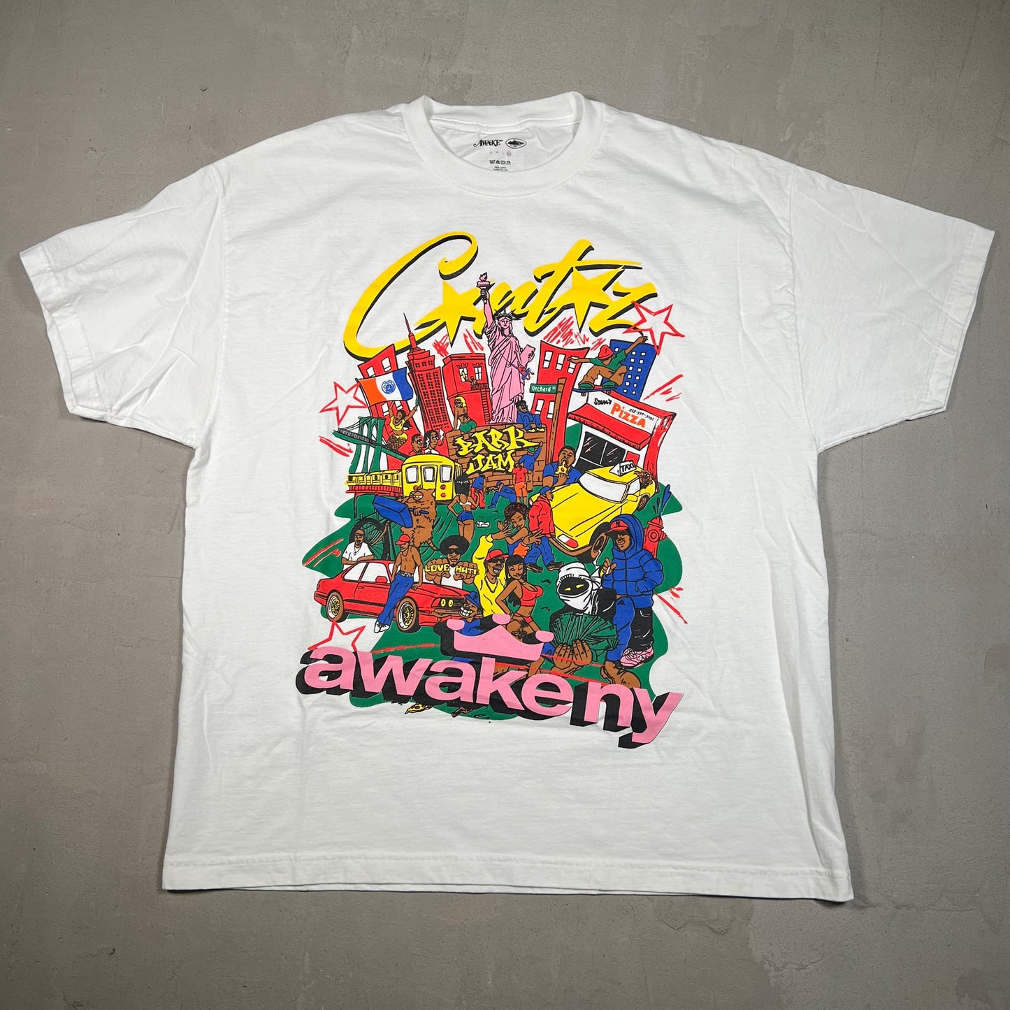 Awake NY x Corteiz "Awake Rules New York" White Tee (Park Jam Exclusive) Size XL USED x17500